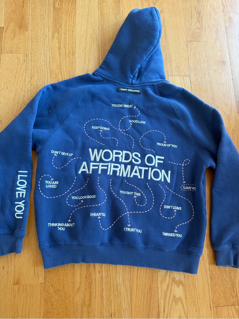 Dandy Worldwide Words of Affirmation Navy Hoodie Sweatshirt